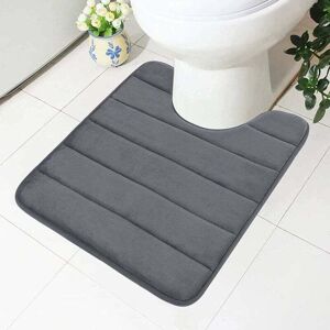 ZVD Non-slip Memory Foam Toilet Mat with Cut-out 50 x 60 cm, Absorbent, Washable for Toilet, Dark Grey
