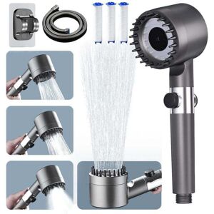 ZVD - Pommeau de Duche Haute Pression, Pommeau de Duche Economie Deau avec Tuyau Douche 1.5M et Support de Douche, Salle de Bain Réglable à 3 Modes,