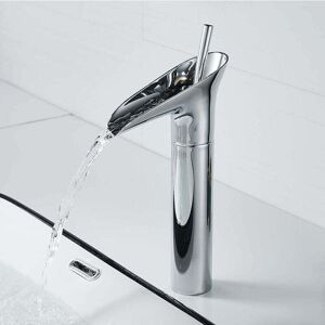 ZVD - Robinet Salle Bain Chrome, Robinet Salle de Bain Cascade Mitigeur Lavabo Chrome Rétro à Levier Unique Mitigeur Salle de Bain, Laiton Comptoir
