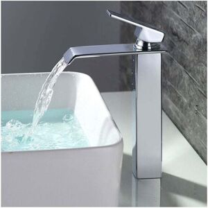 ZVD - Robinet Salle de Bain Cascade Mitigeur de Lavabo Bec Haut Robinetterie pour Vasque Chromé Design Moderne-