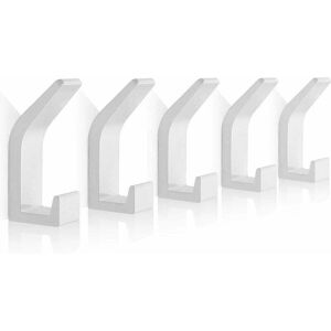 ZVD Self Adhesive Hooks Aluminum Wall Hook Waterproof Bathroom Towel and Robe Hooks for Kitchen Bathroom Closets 5 Pcs (White)