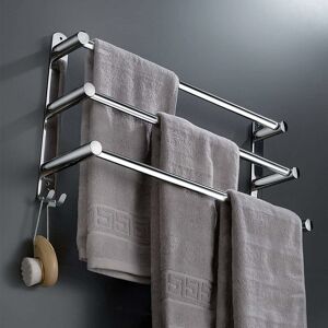 ZVD - Stainless Steel Bathroom Towel Rack, Retractable Wall Mounted Towel Bar, Adhesive Towel Holder Tiers No Drilling, for Kitchen, Bathroom, Hotel
