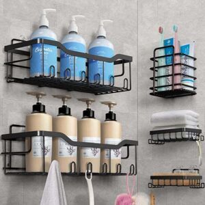ZVD-Bathroom Storage Rack Iron Punch-Free 5 Pack Storage Rack Black Shower Caddy