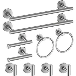 SJQKA 10-Piece Bathroom Accessory Set, 2 Towel Bars, 2 Toilet Paper Holders, 2 Towel Rings, 4 Robe Hooks, Stainless Steel, Screw Mount (Polished Finish) SJQKA 10-Piece Bathroom Accessory Set, 2 Towel Bars, 2 Toilet Paper Holders, 2 Towel Rings, 4 Robe Hooks, Stainless Steel, Screw Mount (Polished Finish)