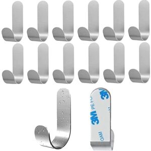 Beijiyi - 12 Pack 3M Adhesive Hooks, Stainless Steel Bathroom Wall Hooks, Waterproof Self Adhesive Towel Holder for Kitchen, Living Room and Office Beijiyi - 12 Pack 3M Adhesive Hooks, Stainless Steel Bathroom Wall Hooks, Waterproof Self Adhesive Towel Holder for Kitchen, Living Room and Office