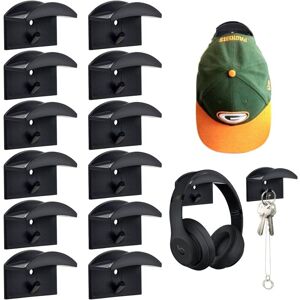 Linghhang - 12 Pieces Adhesive Wall Hat Rack (Black), Hat Hook Storage Holder, Suitable for Doors, Bedrooms, Entryways Linghhang - 12 Pieces Adhesive Wall Hat Rack (Black), Hat Hook Storage Holder, Suitable for Doors, Bedrooms, Entryways