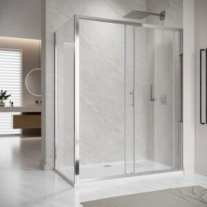 1200 x 800 mm Sliding Shower Enclosure 6mm Safety Glass Reversible Bathroom Cubicle Screen Door with Side Panel - Elegant 1200 x 800 mm Sliding Shower Enclosure 6mm Safety Glass Reversible Bathroom Cubicle Screen Door with Side Panel - Elegant