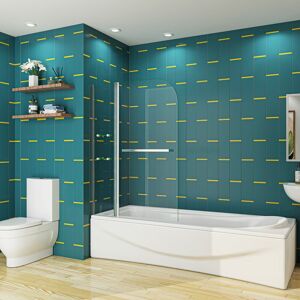 SKY BATHROOM 1200(Width)x1400mm(Height) 180 degree Pivot Double Panel Over Bath Shower Screen with Shelves Door Panel Towel Rail SKY BATHROOM 1200(Width)x1400mm(Height) 180 degree Pivot Double Panel Over Bath Shower Screen with Shelves Door Panel Towel Rail