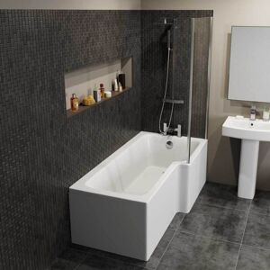 Affine - 1600 l Shaped Right Hand Shower Bath Bathtub Front & End Panel Acrylic Bathroom Affine - 1600 l Shaped Right Hand Shower Bath Bathtub Front & End Panel Acrylic Bathroom
