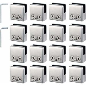 IKODM 16pcs Glass Clamps 8-10mm Glass Holder in Stainless Steel Clamps Stop 8-10mm Square Shape Glass with 2 Hex Keys for Stair Railing IKODM 16pcs Glass Clamps 8-10mm Glass Holder in Stainless Steel Clamps Stop 8-10mm Square Shape Glass with 2 Hex Keys for Stair Railing
