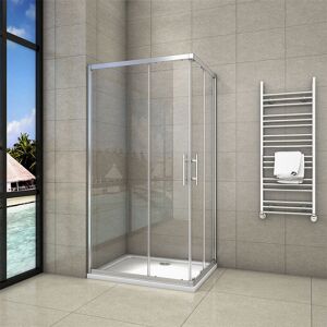 AICA SANITAIRE 1000x760x1850mm Corner Entry Enclosures Cubicle Double Sliding Shower Doors Chrome Frame with 1000x760x30mm shower tray Free Waste AICA SANITAIRE 1000x760x1850mm Corner Entry Enclosures Cubicle Double Sliding Shower Doors Chrome Frame with 1000x760x30mm shower tray Free Waste