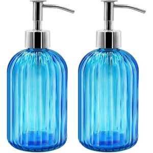 MEMKEY Set of 2 Glass Soap Dispensers, 400 ml Liquid Soap Dispenser with Pump, Refillable Lotion and Soap Dispensers for Kitchen, Bathroom, Laundry Room, MEMKEY Set of 2 Glass Soap Dispensers, 400 ml Liquid Soap Dispenser with Pump, Refillable Lotion and Soap Dispensers for Kitchen, Bathroom, Laundry Room,