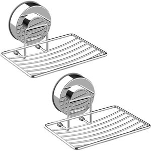 Tinor - 2 Pack Suction Cup Soap Dish Holder 304 Stainless Steel Soap Holder Sponge Holder Durable Storage Tray for Bathroom and Kitchen No Tinor - 2 Pack Suction Cup Soap Dish Holder 304 Stainless Steel Soap Holder Sponge Holder Durable Storage Tray for Bathroom and Kitchen No