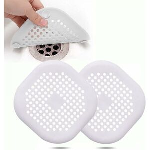 Cyslmuk - 2 Piece Silicone Drain Cover with Suction Cup Kitchen Sink Strainer, Bathtub Drain Cover Strainer, Kitchen and Bathroom Sinker, White Cyslmuk - 2 Piece Silicone Drain Cover with Suction Cup Kitchen Sink Strainer, Bathtub Drain Cover Strainer, Kitchen and Bathroom Sinker, White