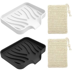 LINGHHANG 2 Pieces Silicone Soap Dish, Soap Holder with Drain, Non-Slip Soap Holder, Bring Two Sisal Soap Bags LINGHHANG 2 Pieces Silicone Soap Dish, Soap Holder with Drain, Non-Slip Soap Holder, Bring Two Sisal Soap Bags