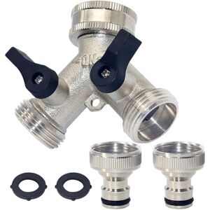 Aiperq - 2-Way Y-Distributor, 2 Way y Splitter for Hoses with 2pcs 3/4' Hose Fitting Adapter Aiperq - 2-Way Y-Distributor, 2 Way y Splitter for Hoses with 2pcs 3/4' Hose Fitting Adapter