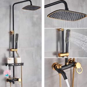 CNCEST 3-Function Bathroom Shower Faucet Set, Rain Shower, Hand Shower, Shower System, Black Bathroom Faucet, Rain Shower Head Set, Wall Mounted Mixer with CNCEST 3-Function Bathroom Shower Faucet Set, Rain Shower, Hand Shower, Shower System, Black Bathroom Faucet, Rain Shower Head Set, Wall Mounted Mixer with