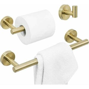HOOPZI 3 Piece Bathroom Accessory Set Included Robe Hook Towel Rack Toilet Roll Holder, Brushed Gold Finish Wall Mounted HOOPZI 3 Piece Bathroom Accessory Set Included Robe Hook Towel Rack Toilet Roll Holder, Brushed Gold Finish Wall Mounted