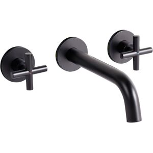 Beliani Wall Mounted Basin Mixer Tap Kaieteur Black - Faucet, Modern, Brass, 3 Holes Beliani Wall Mounted Basin Mixer Tap Kaieteur Black - Faucet, Modern, Brass, 3 Holes