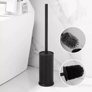 Tonchean - 304 Stainless Steel Toilet Brush with Holder Long Bucket Stand Round Loo Brush for Bathroom (Black) Tonchean - 304 Stainless Steel Toilet Brush with Holder Long Bucket Stand Round Loo Brush for Bathroom (Black)