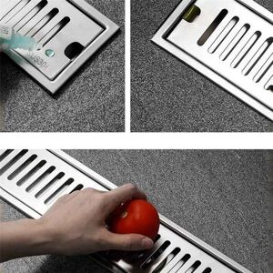 Tlily - 3X Floor Drain Shower Linear Rectangular Long Drainage Channel for Kitchen Hotel Bathroom 20cm Tlily - 3X Floor Drain Shower Linear Rectangular Long Drainage Channel for Kitchen Hotel Bathroom 20cm