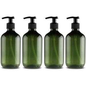 Cyslmuk - 4 Pack Plastic Bottles with Pump for Pet Lotion Shampoo Shower Gel Hand Cream 500ml Green and Brown Cyslmuk - 4 Pack Plastic Bottles with Pump for Pet Lotion Shampoo Shower Gel Hand Cream 500ml Green and Brown