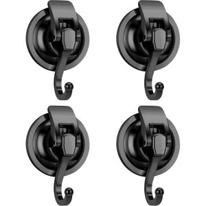 BEIJIYI 4 Suction Cup Hooks, Max Load 10kg, Waterproof Seamless Shower Hooks, Suction Cups for Towels, Bathroom, Kitchen, Window (Black) BEIJIYI 4 Suction Cup Hooks, Max Load 10kg, Waterproof Seamless Shower Hooks, Suction Cups for Towels, Bathroom, Kitchen, Window (Black)