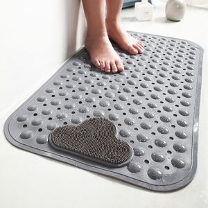 CSPARKV 40x70cm-Non-slip Shower Mat with Suction Cup and Drainage Holes, Shower Mat with Massage Cushion CSPARKV 40x70cm-Non-slip Shower Mat with Suction Cup and Drainage Holes, Shower Mat with Massage Cushion