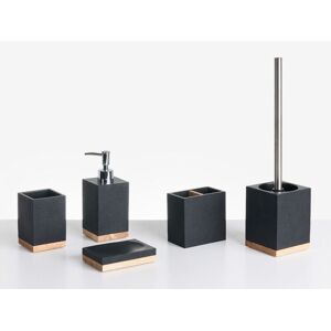 Beliani - 5 Pcs Bathroom Accessories Set Soap Dish Dispenser Toilet Brush Tumbler Toohtbrush Holder Black Tapiche Beliani - 5 Pcs Bathroom Accessories Set Soap Dish Dispenser Toilet Brush Tumbler Toohtbrush Holder Black Tapiche
