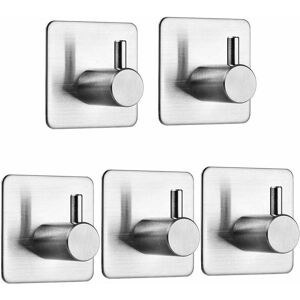 Hoopzi - 5 Piece 3M Adhesive Hook, Stainless Steel Bathroom Wall Hook, Self Adhesive Waterproof and Oil Resistant Towel Rack for Kitchen, Living Room Hoopzi - 5 Piece 3M Adhesive Hook, Stainless Steel Bathroom Wall Hook, Self Adhesive Waterproof and Oil Resistant Towel Rack for Kitchen, Living Room