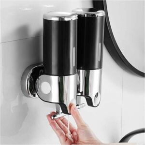 YMYNY 500 ml x 2 Wall-Mounted Soap Dispensers, Dual-Head Hand Soap Dispenser, Liquid Soap Dispenser, Shower Gel, Shampoo Dispenser for Kitchen, Bathroom, YMYNY 500 ml x 2 Wall-Mounted Soap Dispensers, Dual-Head Hand Soap Dispenser, Liquid Soap Dispenser, Shower Gel, Shampoo Dispenser for Kitchen, Bathroom,