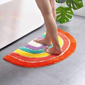 Linghhang - 50x80cm Colorful Striped Bath Mat Half Round Microfiber Non-Slip Absorbent for Bathtub, Shower, Bathroom, Kitchen, Bedroom Washable Linghhang - 50x80cm Colorful Striped Bath Mat Half Round Microfiber Non-Slip Absorbent for Bathtub, Shower, Bathroom, Kitchen, Bedroom Washable