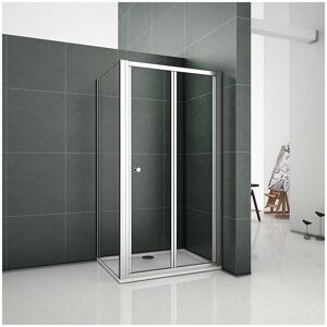 AICA SANITAIRE Aica 800mm Bifold Door Shower Enclosure Clear Glass Folding Door Cubicle with 700mm Side Panel include 800x700mm Tray Free Waste AICA SANITAIRE Aica 800mm Bifold Door Shower Enclosure Clear Glass Folding Door Cubicle with 700mm Side Panel include 800x700mm Tray Free Waste