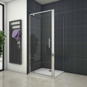 Aica Sanitaire - aica 1000mm Pivot Shower Door Hinge Shower Screen Panel 5mm Safety Glass with 900mm Side Panel Aica Sanitaire - aica 1000mm Pivot Shower Door Hinge Shower Screen Panel 5mm Safety Glass with 900mm Side Panel