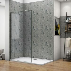AICA SANITAIRE 760x1850mm Chrome Frame Walk in Wet Room Shower Enclosure Screen AICA SANITAIRE 760x1850mm Chrome Frame Walk in Wet Room Shower Enclosure Screen