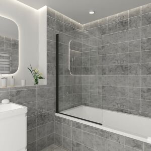 NRG - 800 x 1400mm Bathroom Round Bath Screen Reversible 6mm Easy Clean Glass Black NRG - 800 x 1400mm Bathroom Round Bath Screen Reversible 6mm Easy Clean Glass Black