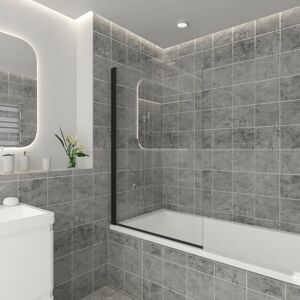 NRG - 800 x 1400mm Bathroom Square Bath Screen Reversible 6mm Easy Clean Glass Black NRG - 800 x 1400mm Bathroom Square Bath Screen Reversible 6mm Easy Clean Glass Black