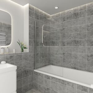 NRG 800 x 1400mm Bathroom Square Bath Screen Reversible 6mm Easy Clean Glass Chrome NRG 800 x 1400mm Bathroom Square Bath Screen Reversible 6mm Easy Clean Glass Chrome