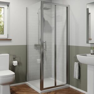 LUXURA 800 x 800mm Bi Fold Shower Door Enclosure Side Panel Framed 6mm Glass Stone Tray LUXURA 800 x 800mm Bi Fold Shower Door Enclosure Side Panel Framed 6mm Glass Stone Tray