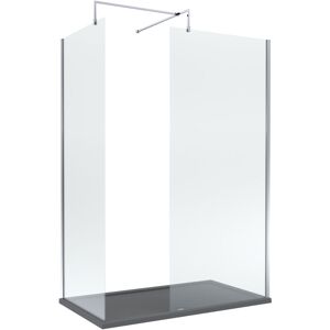 Balterley - 8mm Glass Walk In Wetroom Screens with Chrome Profile and Slate Grey Shower Tray - 1400 x 900mm Balterley - 8mm Glass Walk In Wetroom Screens with Chrome Profile and Slate Grey Shower Tray - 1400 x 900mm