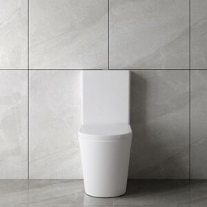 Bathroom Back to Wall White Ceramic Rimless Close Coupled Toilet Soft Close Seat Round wc Dual Flush Cistern - Acezanble Bathroom Back to Wall White Ceramic Rimless Close Coupled Toilet Soft Close Seat Round wc Dual Flush Cistern - Acezanble