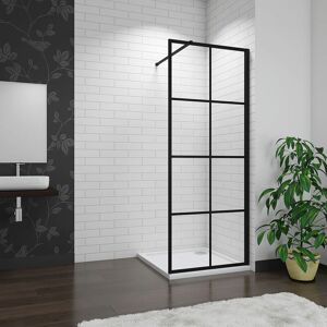AICA SANITAIRE AICA 1100x1850mm Black Walk In Wet room Shower Enclosure 8mm Nano Glass Screen AICA SANITAIRE AICA 1100x1850mm Black Walk In Wet room Shower Enclosure 8mm Nano Glass Screen