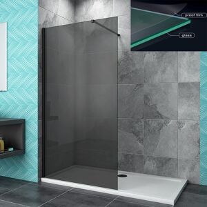 AICA SANITAIRE 900x1900mm Black Walk In Wet Room Cubicle 8mm Nano Anti-Explosion Glass NANO Screen AICA SANITAIRE 900x1900mm Black Walk In Wet Room Cubicle 8mm Nano Anti-Explosion Glass NANO Screen