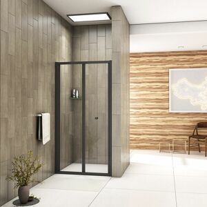AICA SANITAIRE Aica 900mm Matt Black Frame Bifold Shower Enclosure Reversible Folding Glass Shower Cubicle Door AICA SANITAIRE Aica 900mm Matt Black Frame Bifold Shower Enclosure Reversible Folding Glass Shower Cubicle Door