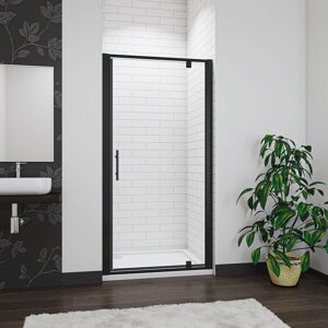 AICA SANITAIRE Aica 1000mmx1850mm Matt Black Frame Pivot Shower Door with 1000x700mm Shower Tray Waste AICA SANITAIRE Aica 1000mmx1850mm Matt Black Frame Pivot Shower Door with 1000x700mm Shower Tray Waste