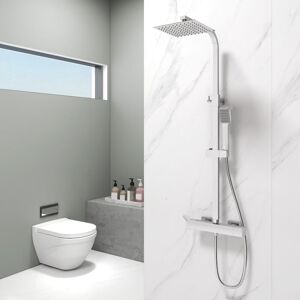 Aica Sanitaire - aica Chrome Thermostatic Mixer Shower Set Square Twin Head Exposed Valve Aica Sanitaire - aica Chrome Thermostatic Mixer Shower Set Square Twin Head Exposed Valve