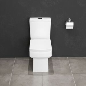 AICA SANITAIRE Aica Bathroom Close Coupled Toilet Square Pan Soft Close Seat White Ceramic Modern wc AICA SANITAIRE Aica Bathroom Close Coupled Toilet Square Pan Soft Close Seat White Ceramic Modern wc