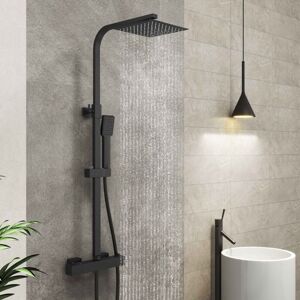 Aica Sanitaire - aica Bathroom Thermostatic Mixer Shower Set Matte Black Twin Head Exposed Valve Aica Sanitaire - aica Bathroom Thermostatic Mixer Shower Set Matte Black Twin Head Exposed Valve