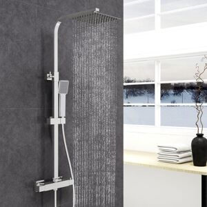 Aica Sanitaire - aica Bathroom Thermostatic Shower Mixer Square Chrome Cool Touch Exposed Twin Head Set Valve Aica Sanitaire - aica Bathroom Thermostatic Shower Mixer Square Chrome Cool Touch Exposed Twin Head Set Valve