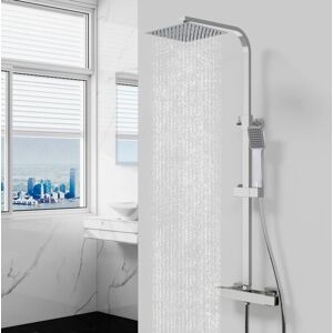 AICA SANITAIRE AICA Modern Square Exposed Thermostatic Mixer Shower Set With Shower Head and Handheld AICA SANITAIRE AICA Modern Square Exposed Thermostatic Mixer Shower Set With Shower Head and Handheld